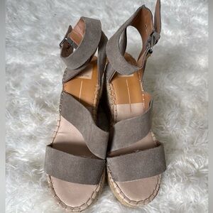 DV by Dolce Vita Taupe Suede Wedge Sandals